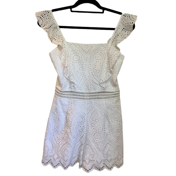 Karina Grimaldi Revolve White Eyelet Romper sz XS EUC - Picture 3 of 8